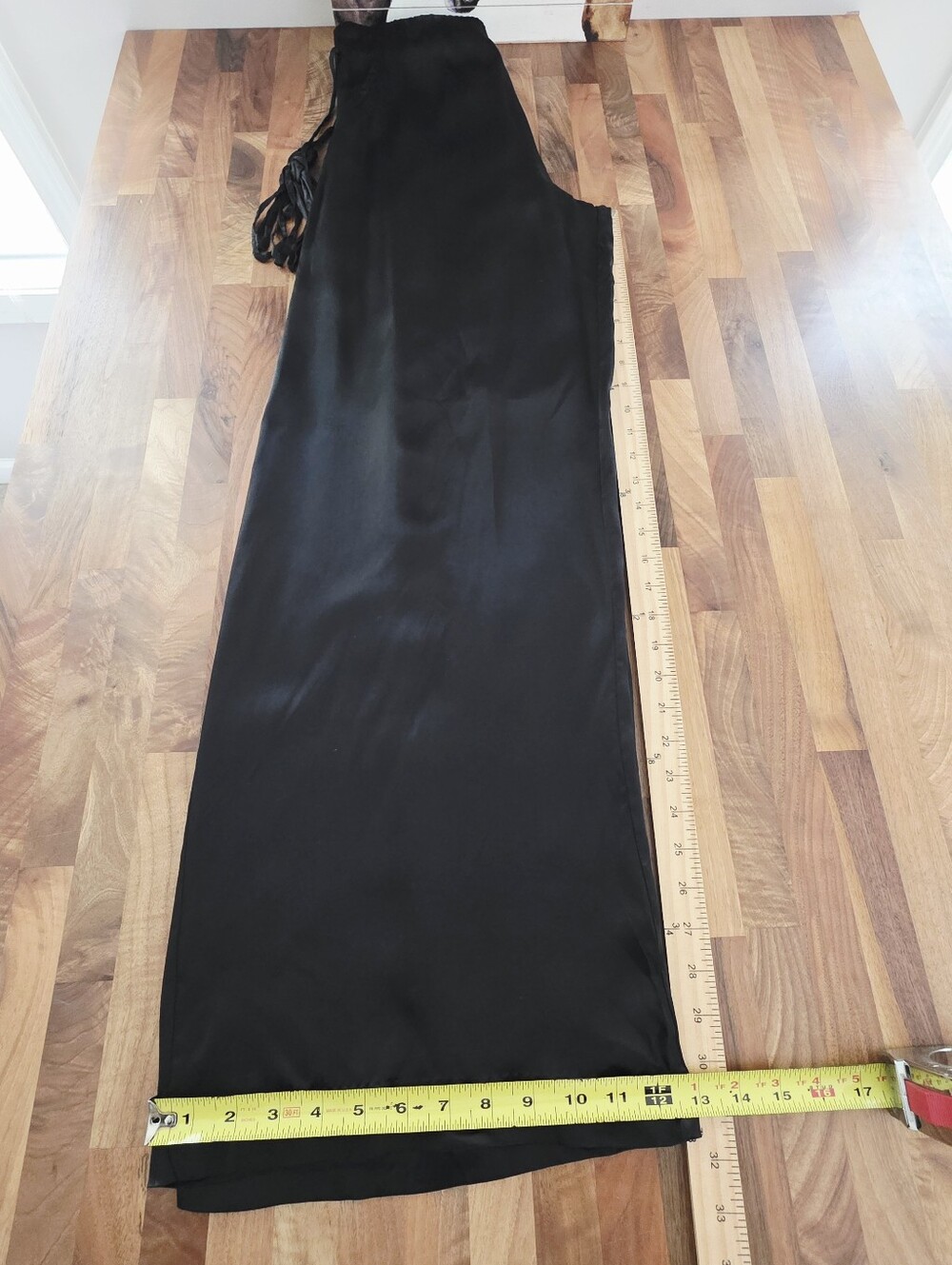 Zara BLOGGER'S FAVE High Rise Black Satin Pants With Waist Drawstring Medium NWT - Picture 11 of 13